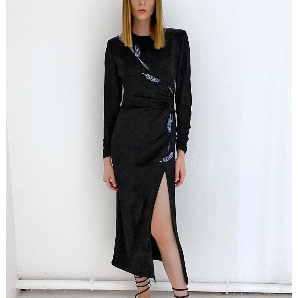 LEAF SATIN EFFECT DRESS - Picture 3 of 4